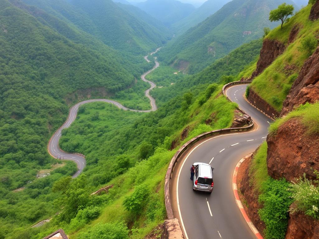 DBoss Travels vehicle travelling through the Western Ghats